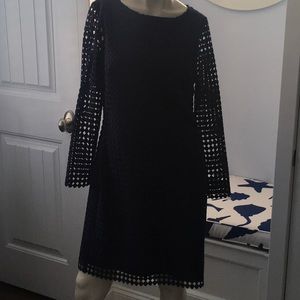Navy long sleeve lace dress